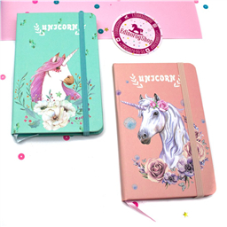 Блокнот на резинке с единорогом 9*14 см