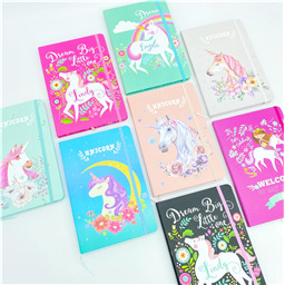 Блокнот с единорогом  на резинке 21*15 см