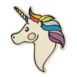 Деревянная брошь Радужный единорог