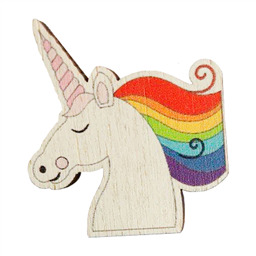 Деревянная брошь Волшебный единорог