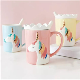 Кружка с крышкой и ложечкой  Love Unicorns 