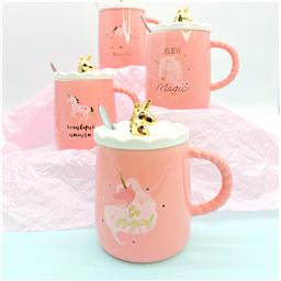 Кружка с ложкой и крышкой Gold Unicorn 