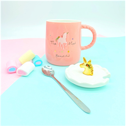 Кружка с ложкой и крышкой Gold Unicorn 