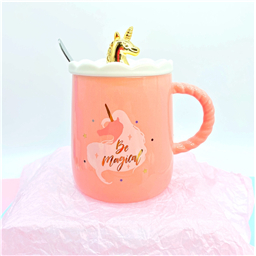 Кружка с ложкой и крышкой Gold Unicorn 