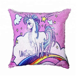 Подушка с пайетками Единорог на радуге