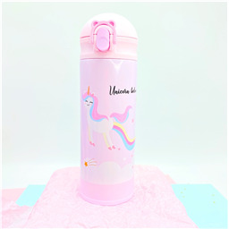 Розовый термос с фиксирующей застежкой 