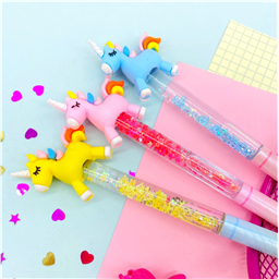 Ручка капиллярная с черным стержнем и блестками Uninorns Shine