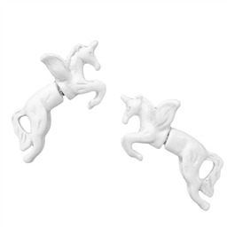 Серьги двухсторонние Пегас-единорог белый 