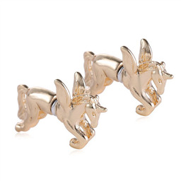 Серьги двухсторонние Пегас-единорог золотой