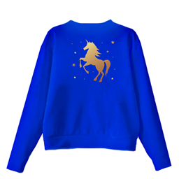 Синий свитшот золотой единорог