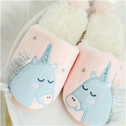 Тапочки домашние на твёрдой подошве Серебряная грива единорога