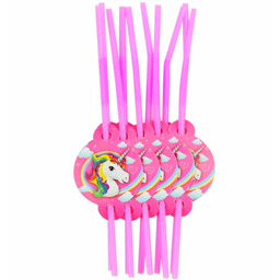 Трубочки одноразовые Единорог Unicorn Party 6 шт 